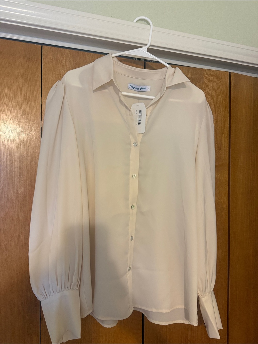 Turquoise Haven Cream Button-Front Blouse